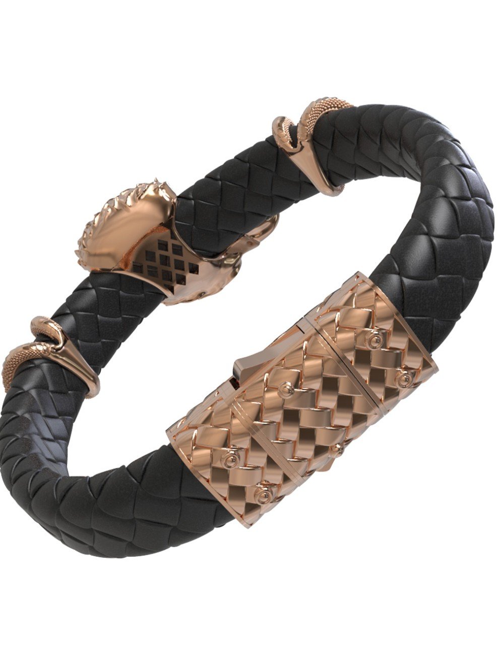 Браслет из золота c бриллиантами и кожаным шнурком