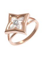 Кольцо из золота c бриллиантами и перламутром