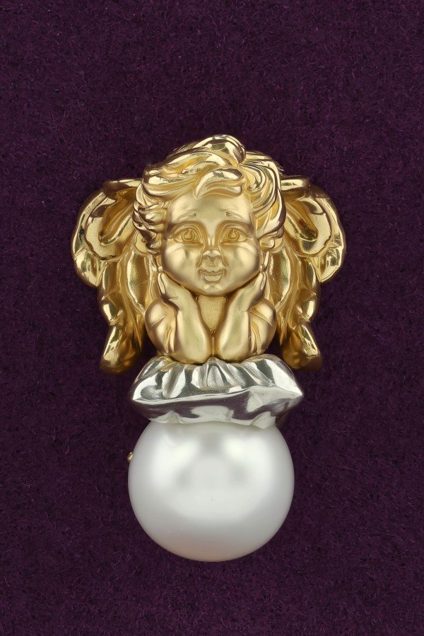 Подвеска из лимонного золота c жемчугом