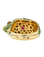 Кольцо из лимонного золота c эмалью и рубином