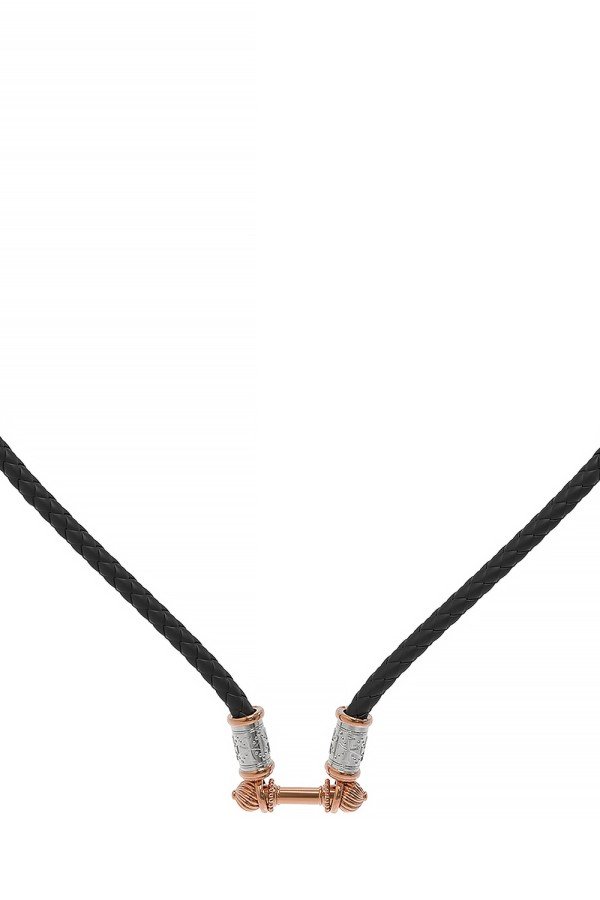 Гайтан из золота c кожаным шнурком