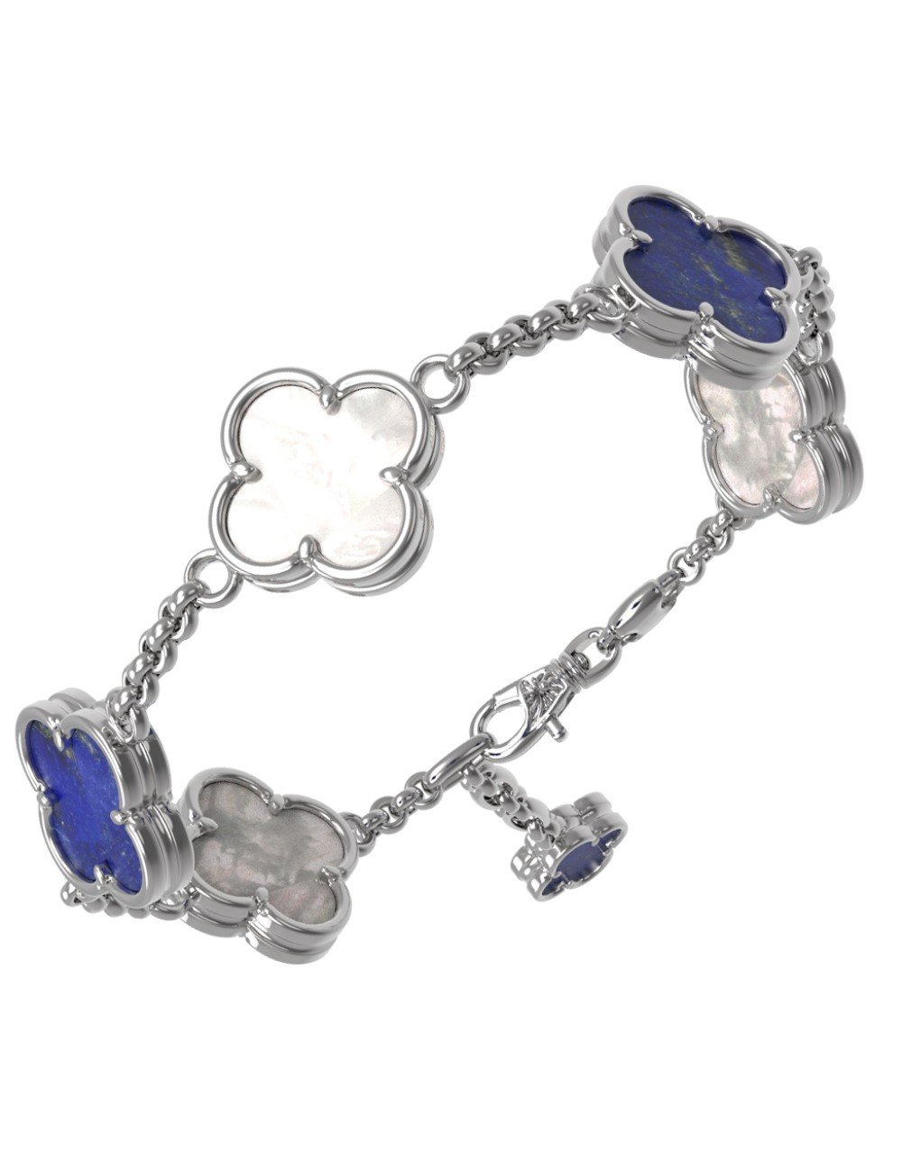 Браслет из белого золота c лазуритом и перламутром