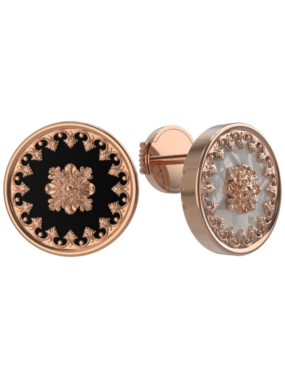 Серьги из золота c ониксом и перламутром