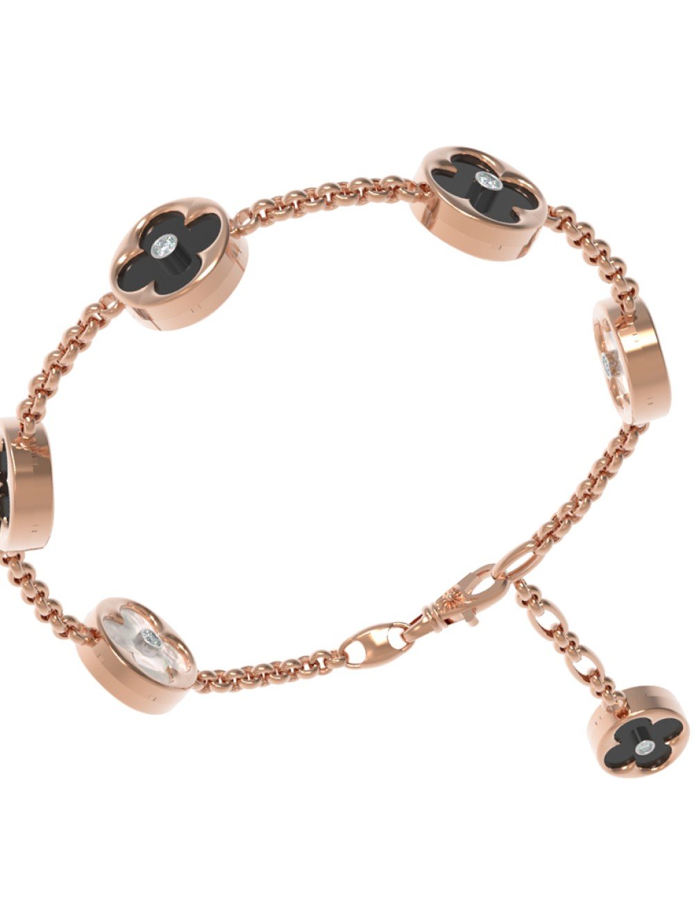 Браслет из золота c бриллиантами, ониксом и перламутром