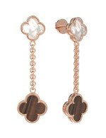 Серьги из золота c тигровым глазом и перламутром