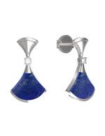 Серьги из белого золота c бриллиантами и лазуритом