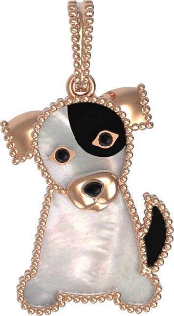 Подвеска из золота c эмалью, ониксом и перламутром