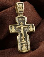 Крест из лимонного золота c бриллиантами