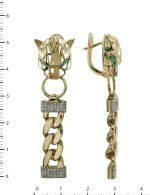 Серьги из лимонного золота c бриллиантами и изумрудом