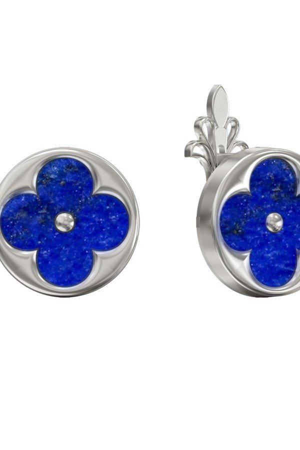 Серьги из белого золота c лазуритом