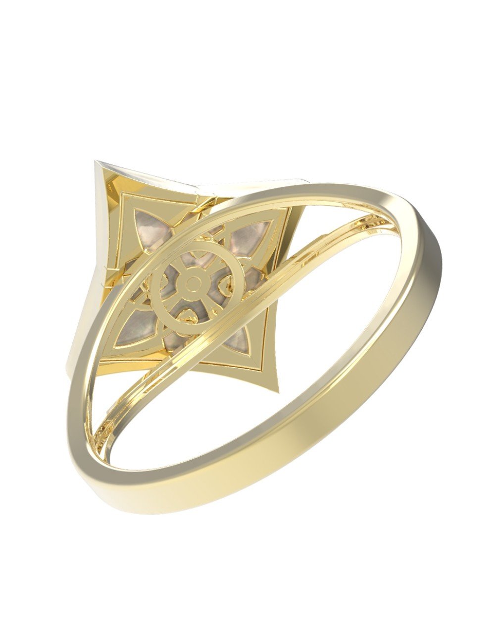 Кольцо из лимонного золота c перламутром