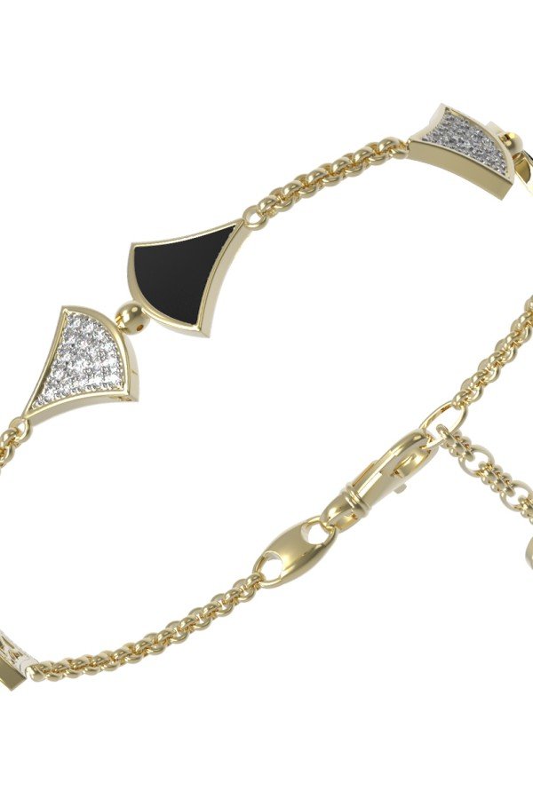 Браслет из лимонного золота c бриллиантами и ониксом