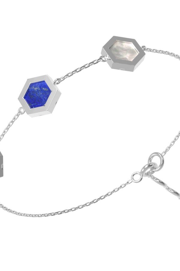 Браслет из белого золота c лазуритом и перламутром