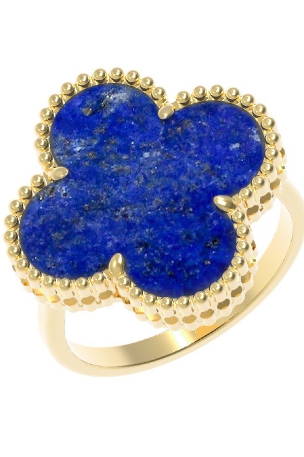 Кольцо из лимонного золота c лазуритом