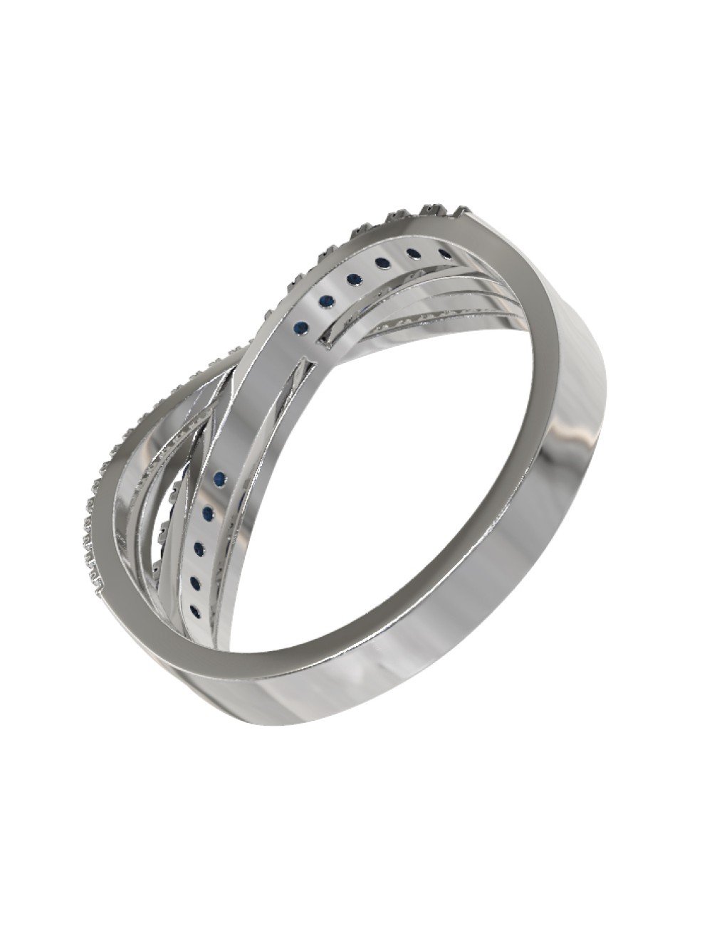 Кольцо из белого золота c бриллиантами и сапфиром