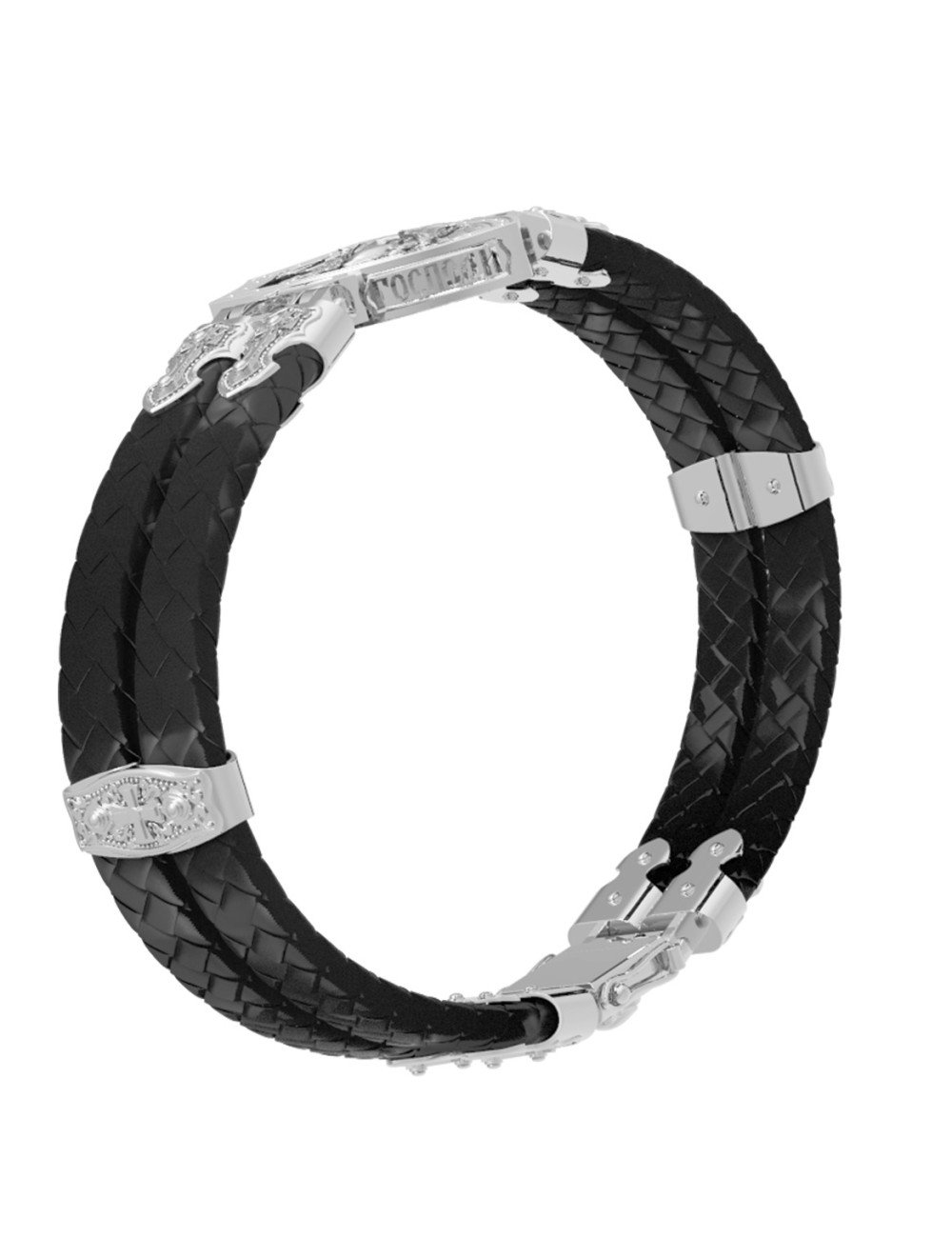 Браслет из белого золота c шнурком и ониксом