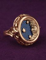 Кольцо из золота c бирюзой и лазуритом