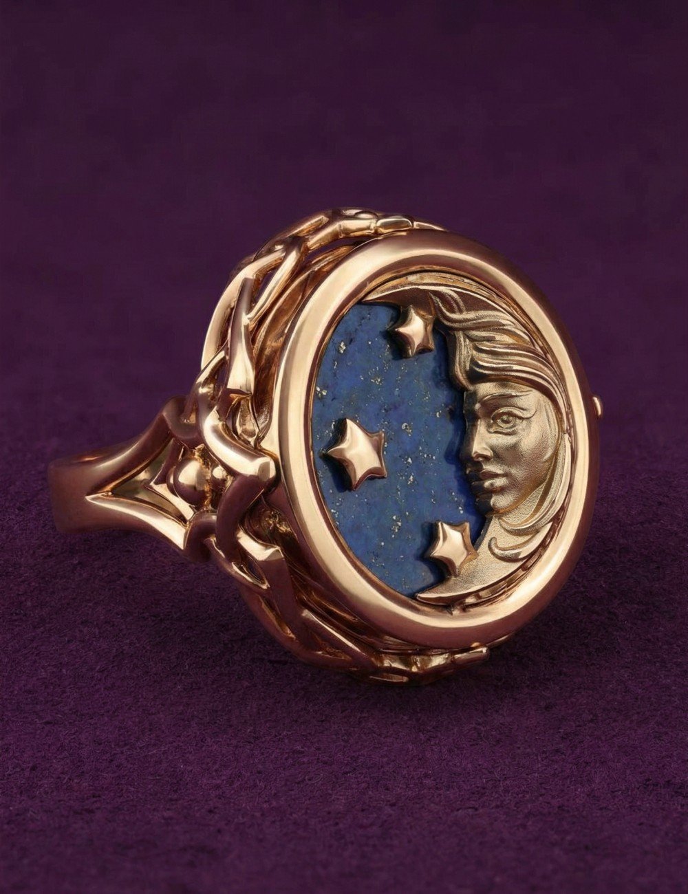 Кольцо из золота c бирюзой и лазуритом