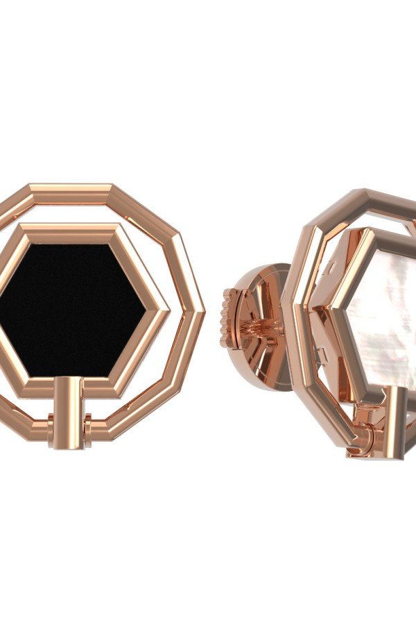 Серьги из золота c ониксом и перламутром