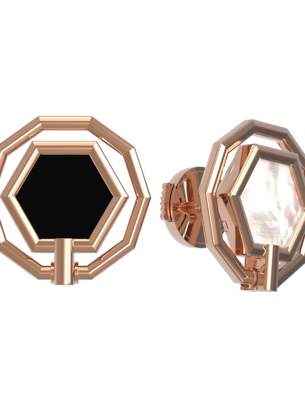 Серьги из золота c ониксом и перламутром