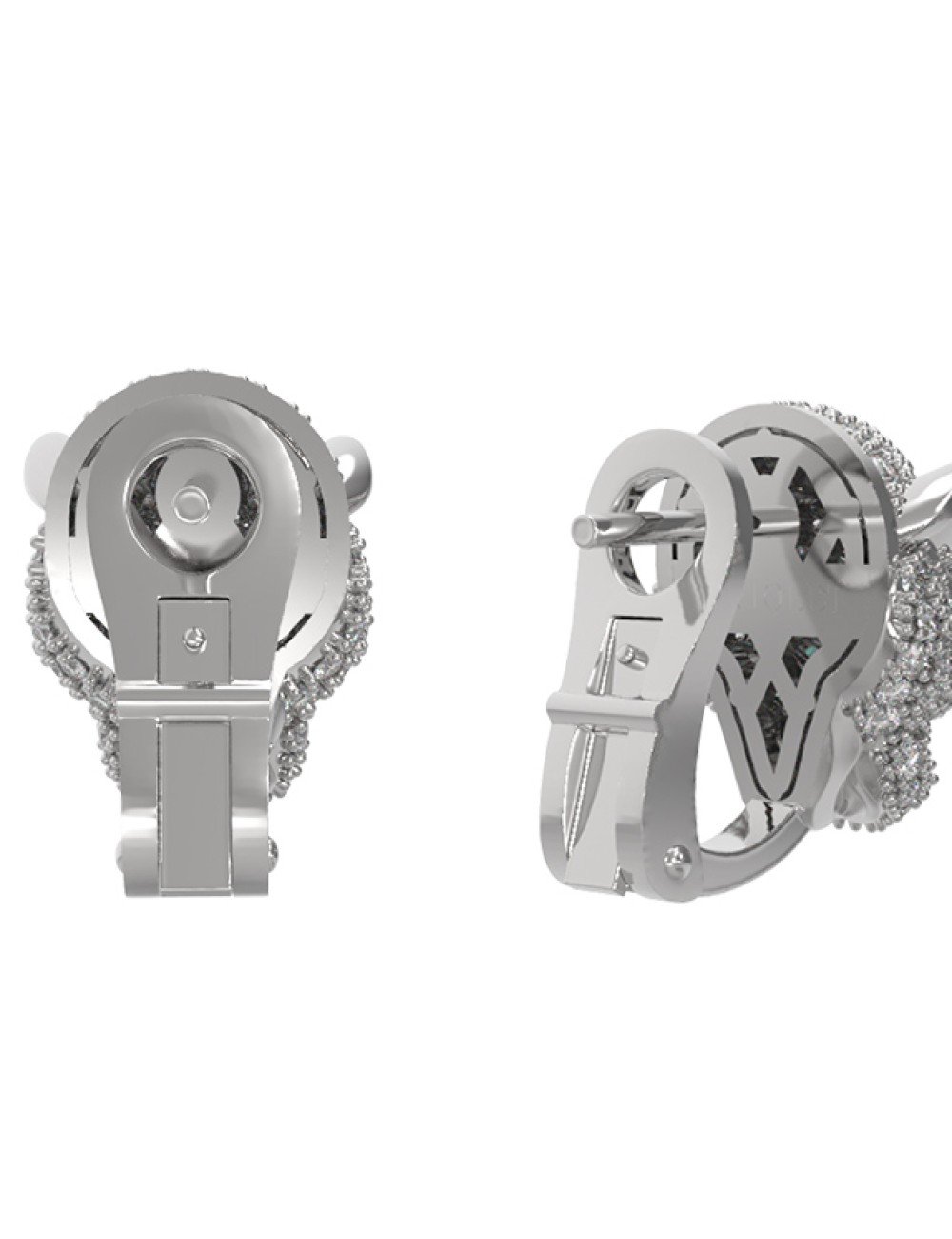 Серьги из белого золота c бриллиантами и изумрудом