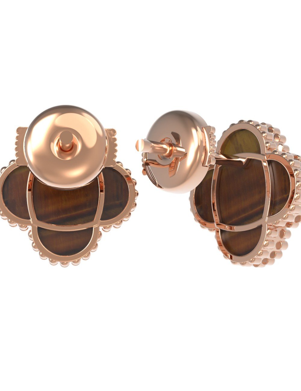 Серьги из золота c тигровым глазом