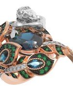 Кольцо из золота c фианитом, топазом London Blue и топазом London