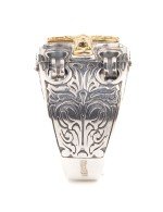 Кольцо из серебра и золота c рубином