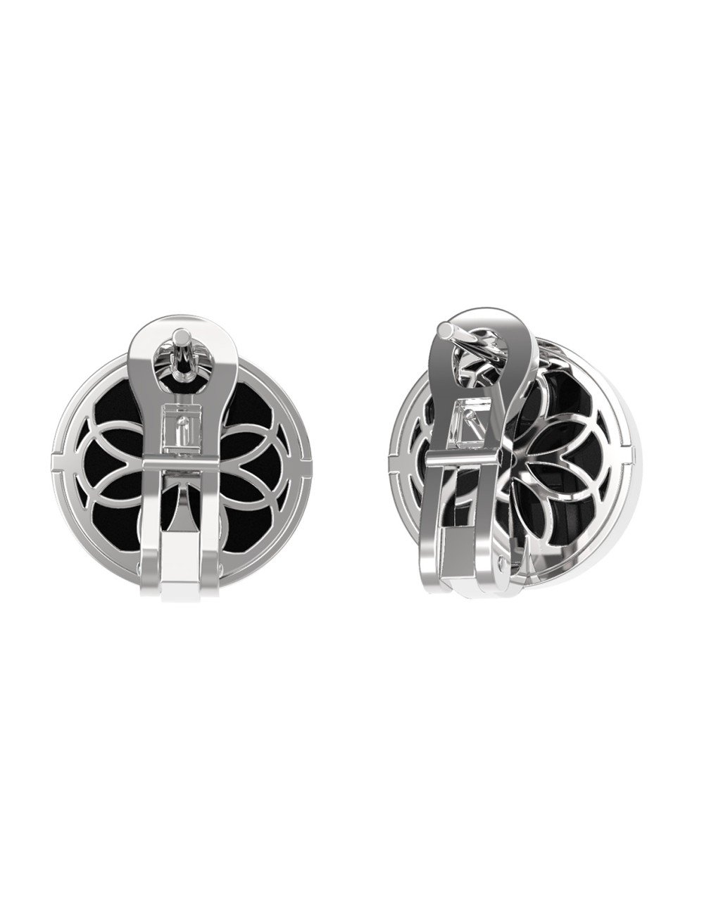 Серьги из белого золота c бриллиантами и ониксом