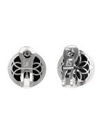 Серьги из белого золота c бриллиантами и ониксом