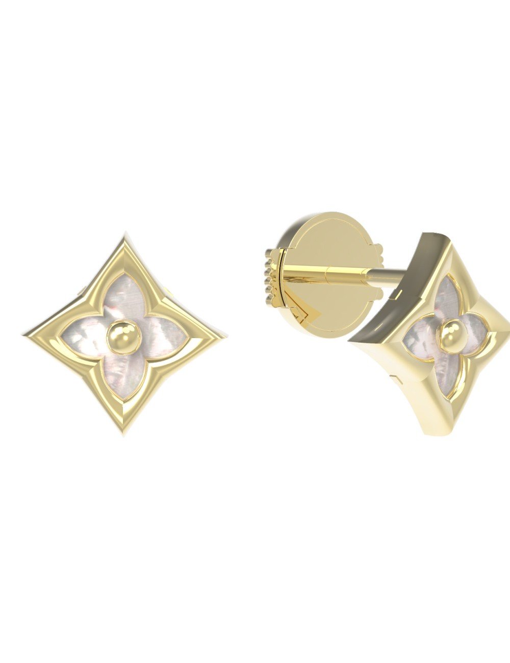Серьги из лимонного золота c перламутром