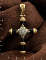 Крест из лимонного золота c ониксом