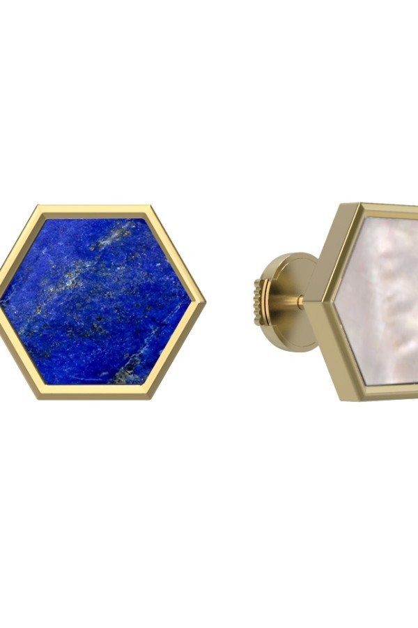 Серьги из лимонного золота c лазуритом и перламутром