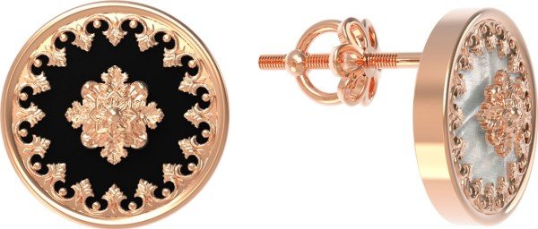 Серьги из золота c ониксом и перламутром