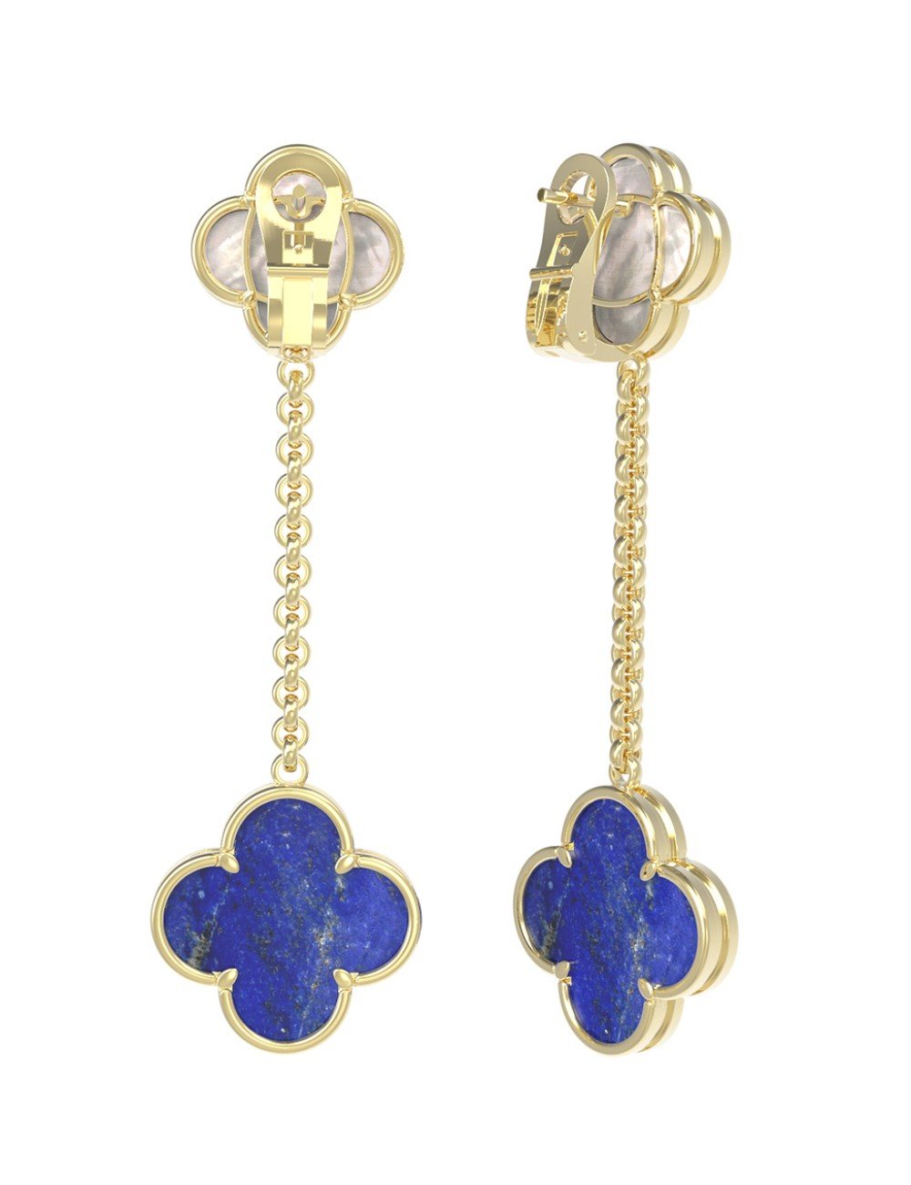 Серьги из лимонного золота c лазуритом и перламутром