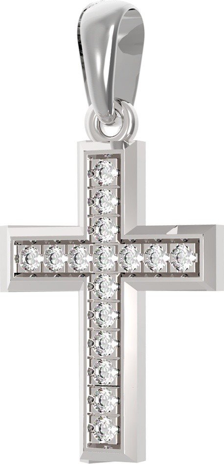 Крест из белого золота c бриллиантами