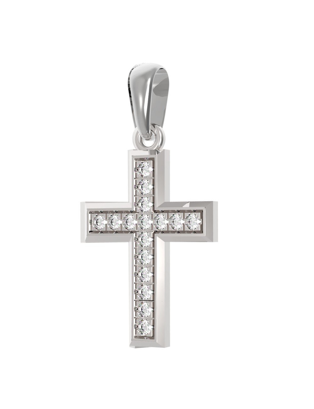 Крест из белого золота c бриллиантами