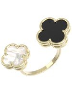 Кольцо из лимонного золота c ониксом и перламутром