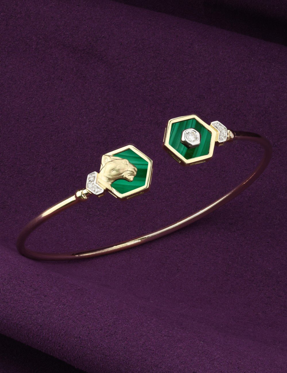 Браслет из лимонного золота c бриллиантами и малахитом