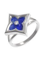 Кольцо из белого золота c бриллиантами и лазуритом