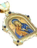 Образок из лимонного золота c эмалью и иконописью