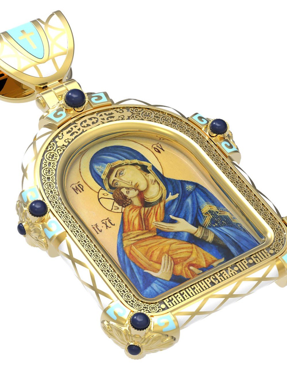 Образок из лимонного золота c эмалью и иконописью