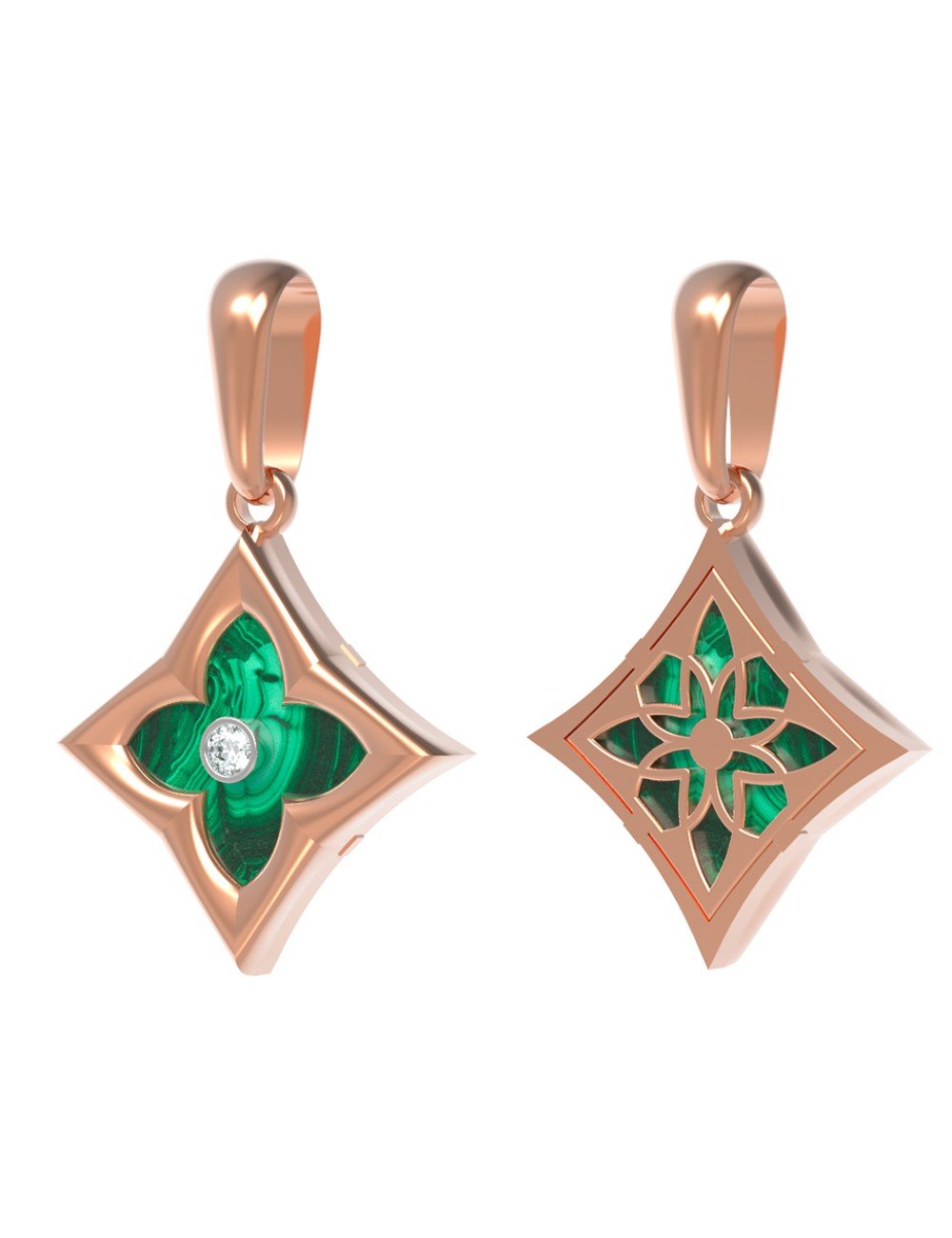 Подвеска из золота c бриллиантами и малахитом