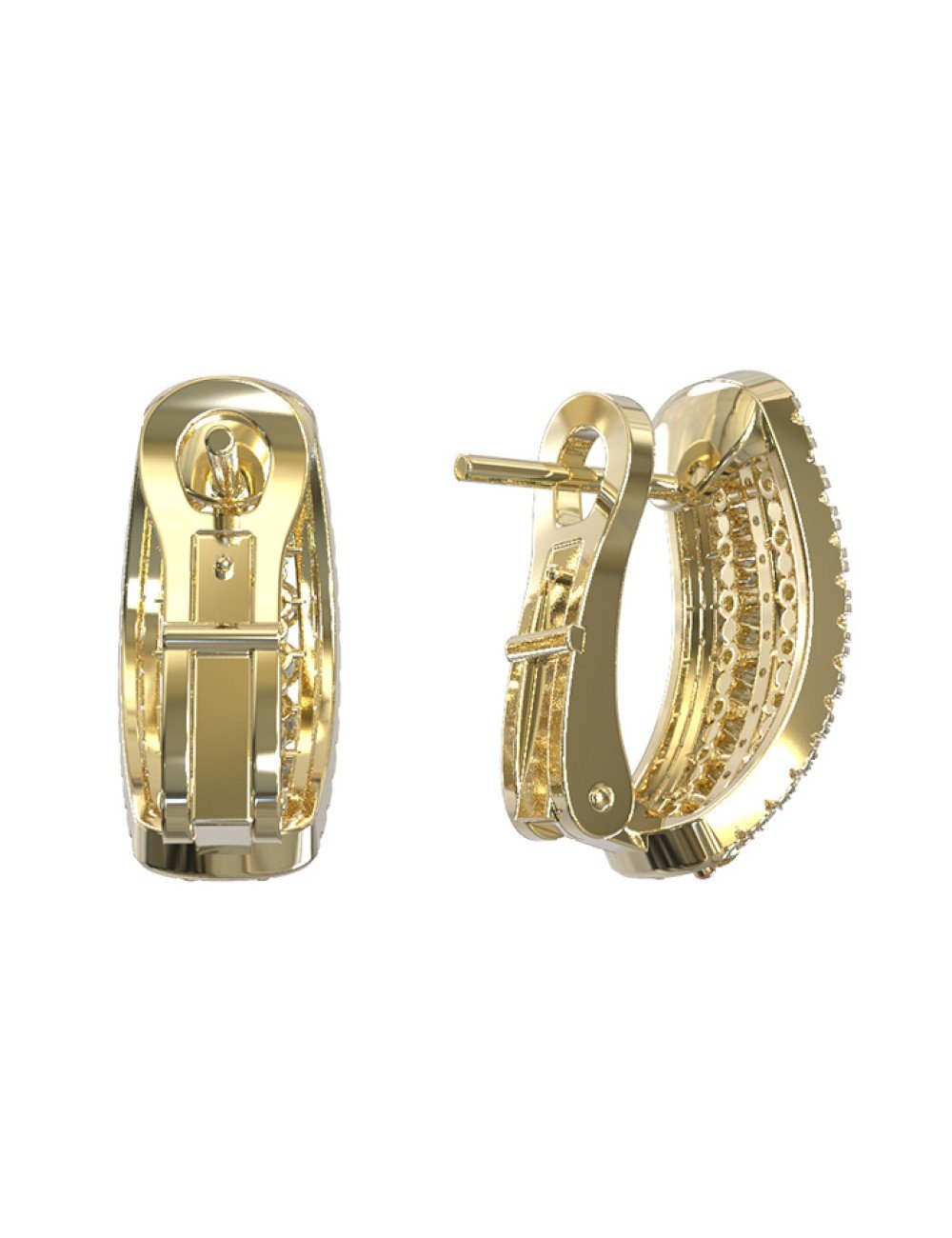 Серьги из лимонного золота c бриллиантами и сапфиром