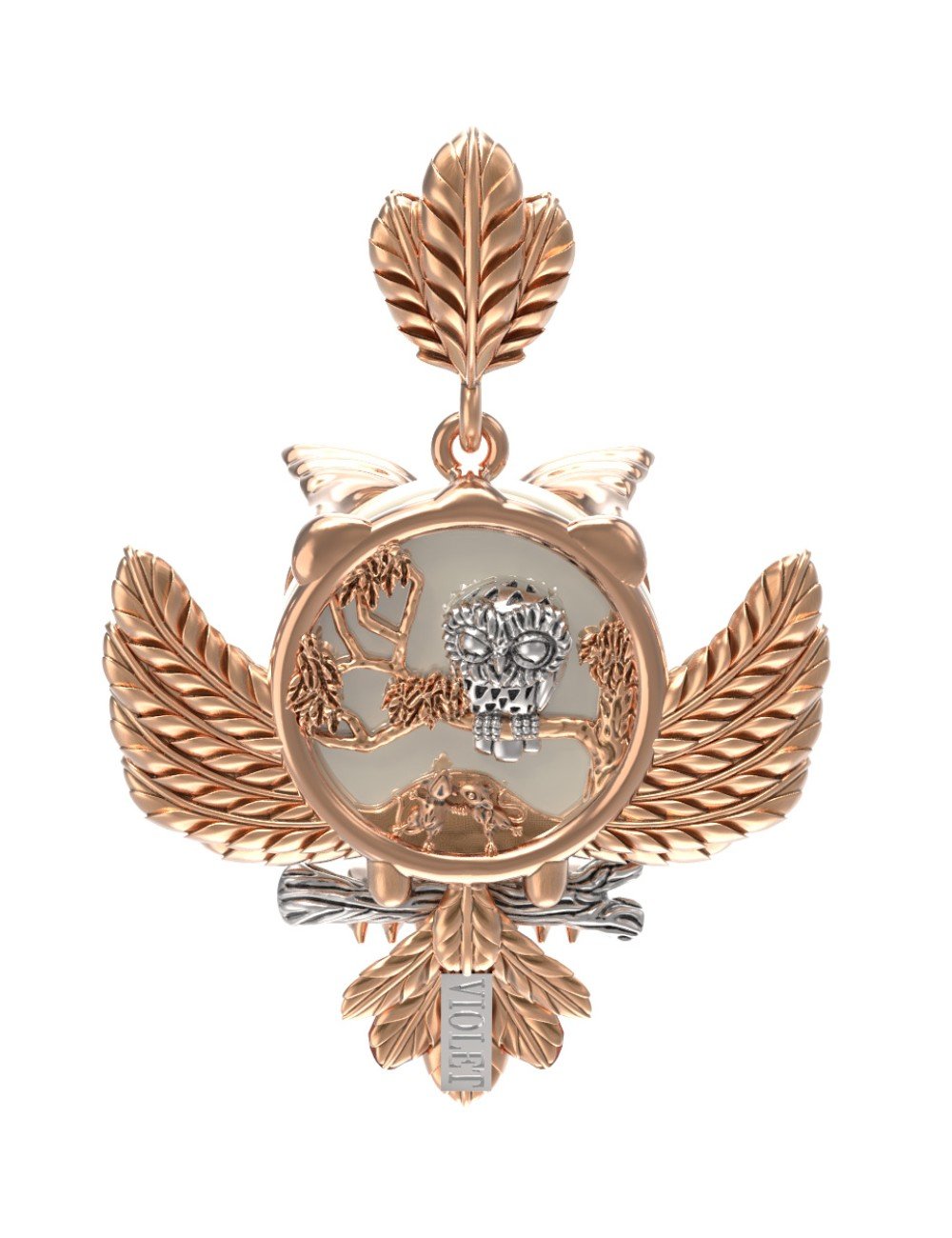 Подвеска из золота c эмалью и жемчугом