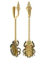 Серьги из лимонного золота c эмалью, фианитом, турмалином и сапфиром