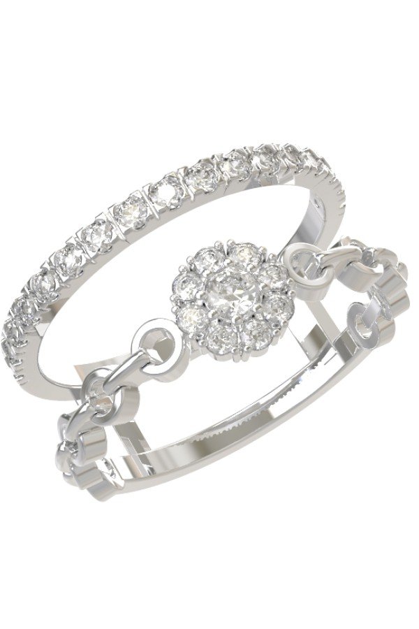 Кольцо из белого золота c бриллиантами