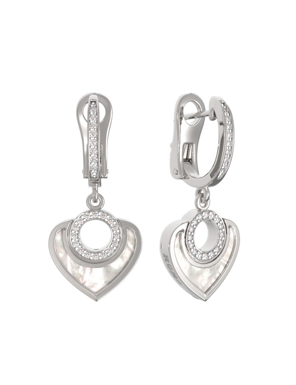 Серьги из белого золота c бриллиантами и перламутром