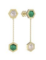 Серьги из лимонного золота c малахитом и перламутром