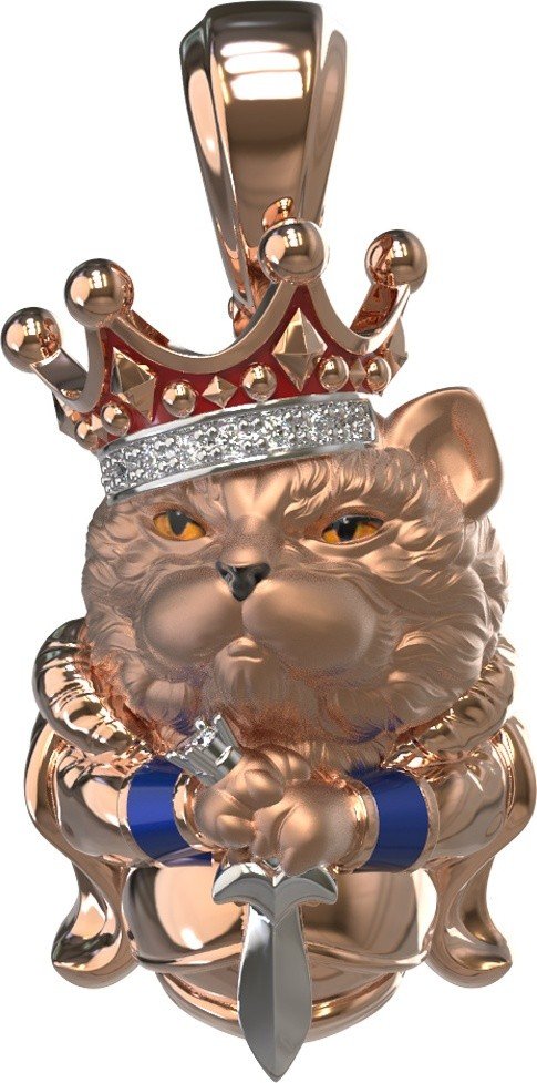 Подвеска из золота c эмалью, бриллиантами и рубином